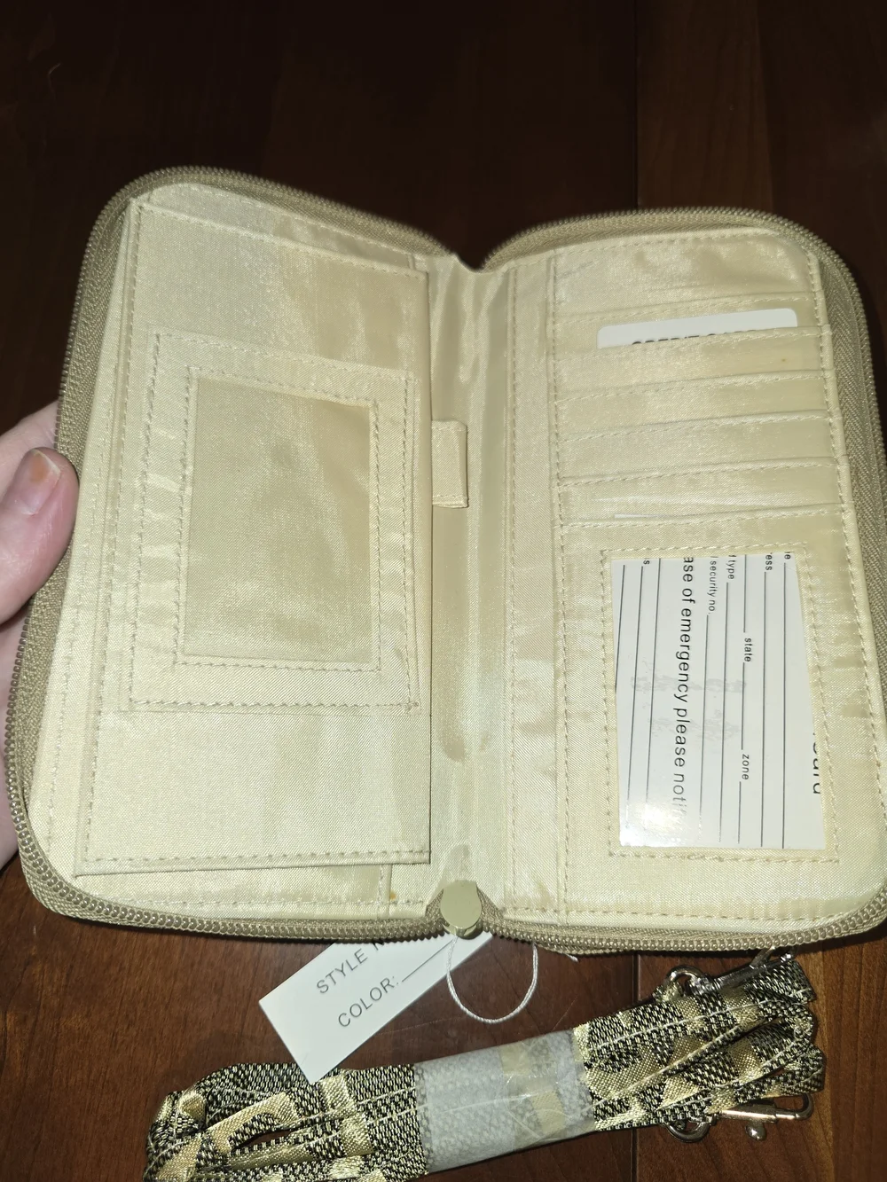 JC Fashion Gold Logo Zip-Around Women's Wallet / Crossbody, New with Tags!